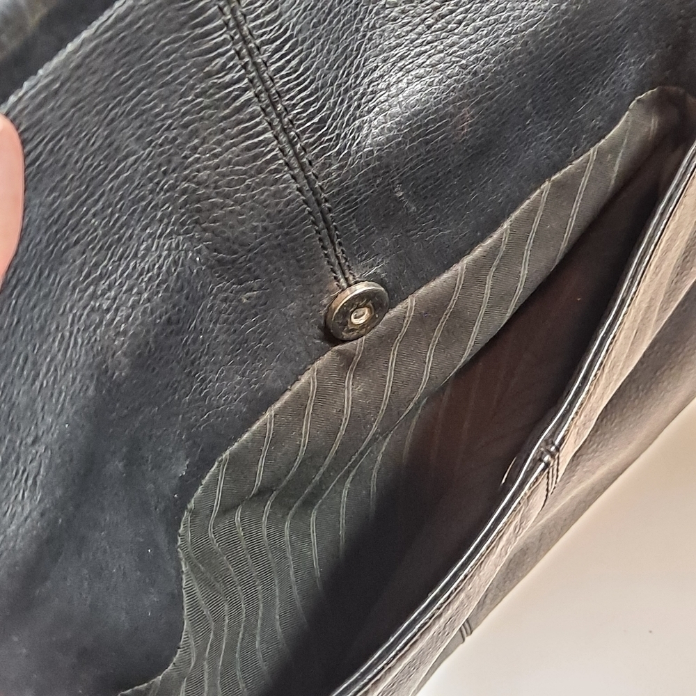 Vintage Leather Double Pouch Shoulder Bag Black - Picture 4 of 9